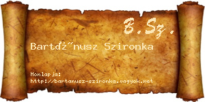 Bartánusz Szironka névjegykártya
